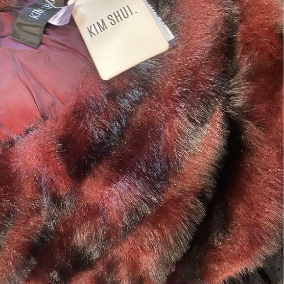 Kim Shui Aubergine Faux Fur Dress Deep Burgundy One-Shoulder mini Revolve M - Picture 10 of 13